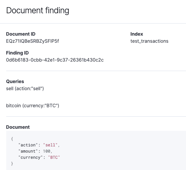 Document findings examples of OpenSearch document level alerting.