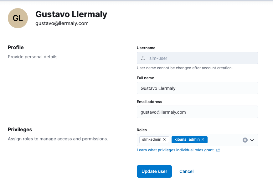 Adding the kibana_admin role with the purpose of creating SLM user and role.