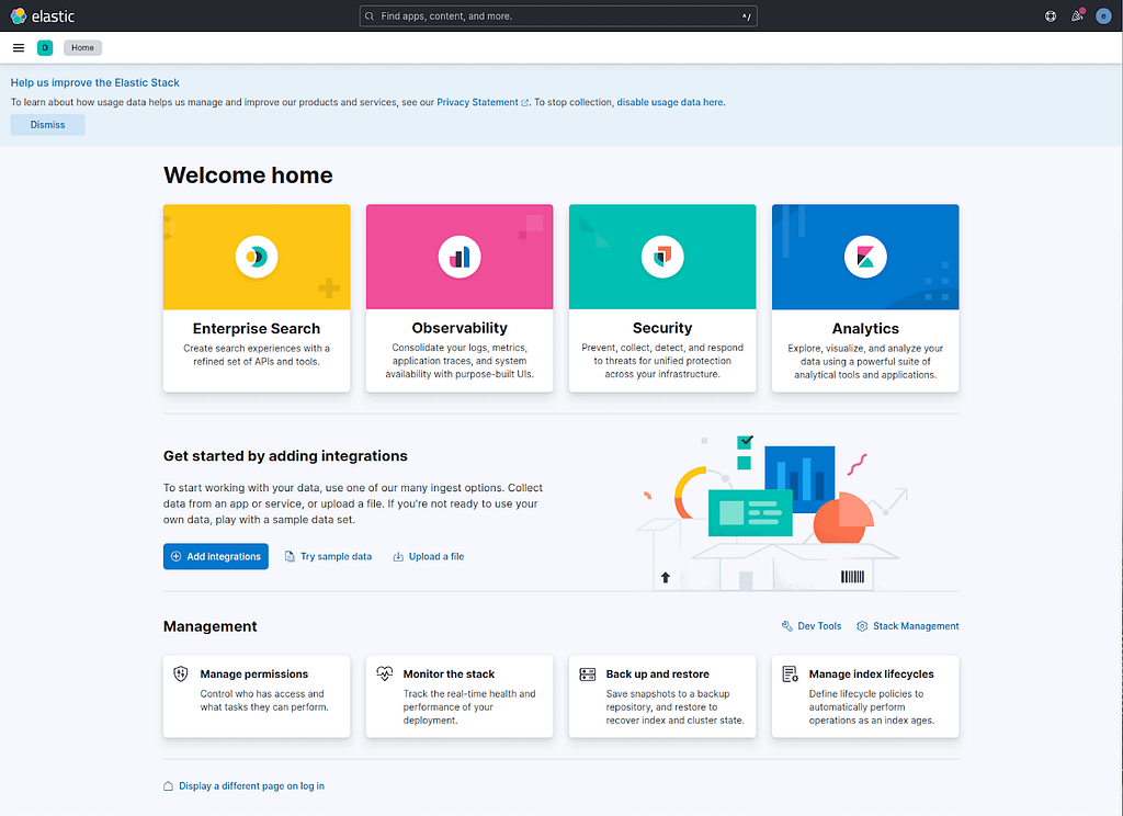 Homepage of your Kibana.