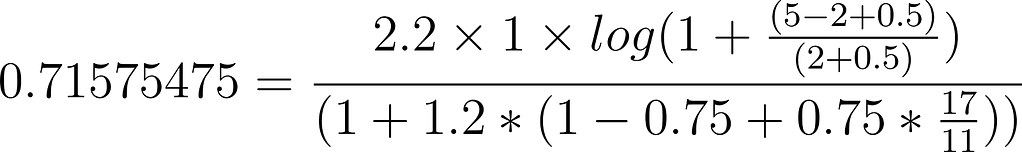 Equation to calculate score.