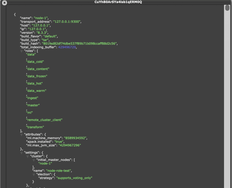 Node role cluster details