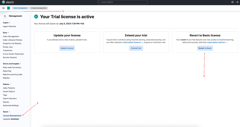 License Management UI in Kibana.