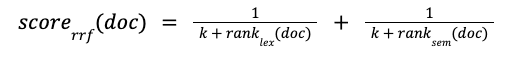 Gormula, where k is an arbitrary constant, to adjust the importance of lowly ranked documents.