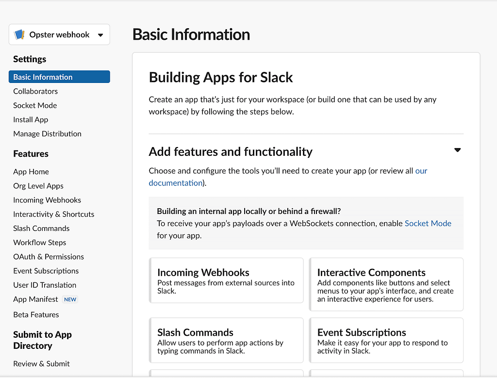 Select “Incoming webhook” when setting up a slack channel for AutoOps notification