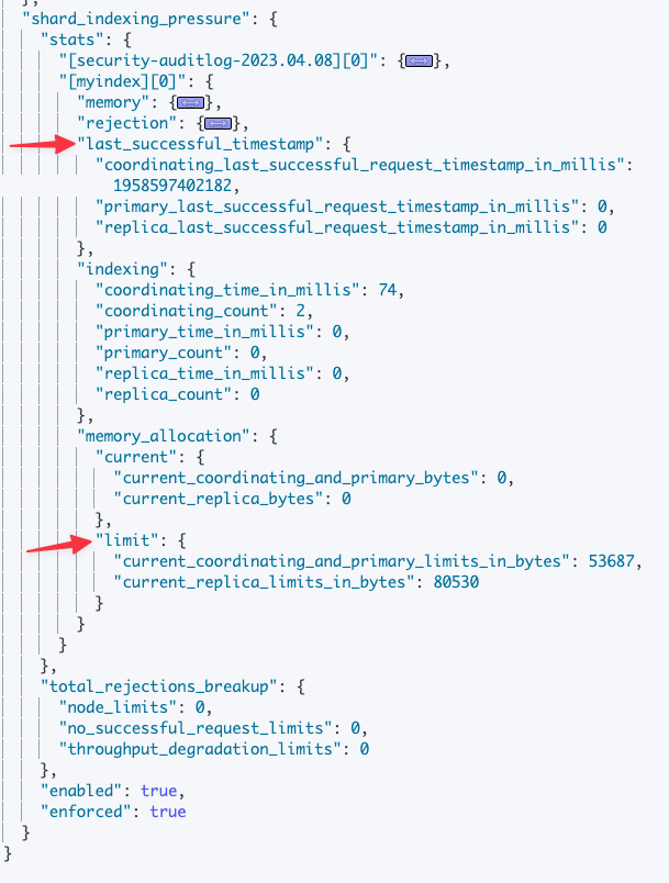 Stats API code pointing at last successful timestamp and limit areas of the code.