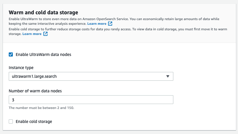 Enabling OpenSearch warm & cold data storage 